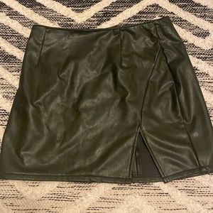 Green faux leather skirt